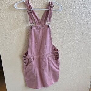 Cotton On Pink Denim Pinafore Dress